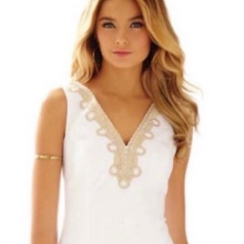 Lilly Pulitzer White & Gold Shift Dress